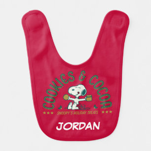 Peanuts   Snoopy's Cookies & Cocoa   Add Your Name Baby Bib