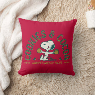 Peanuts   Snoopy's Cookies & Cocoa Throw Pillow