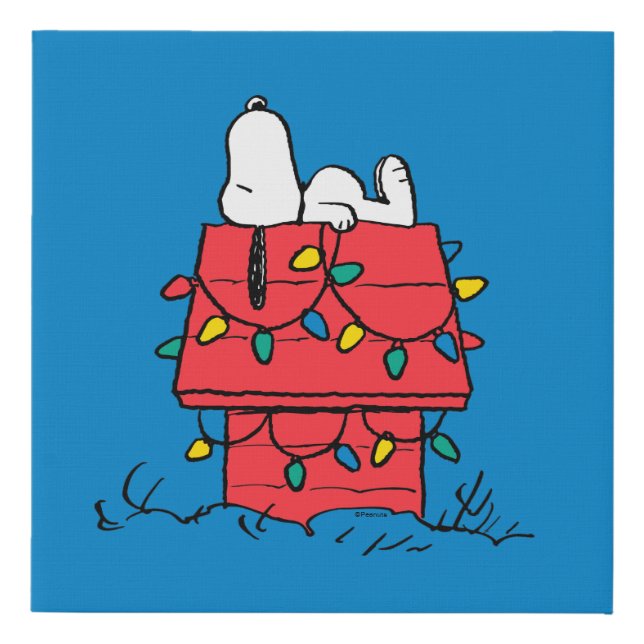 Peanuts | Snoopy's Dog House With Lights Faux Canvas Print (Front)
