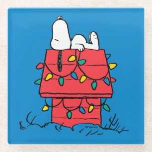 Peanuts Snoopy's Dog House With Lights Glass Coaster