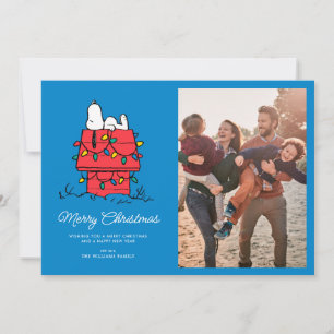 Peanuts   Snoopy's Dog House With Lights Holiday Card