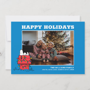 Peanuts   Snoopy's Dog House With Lights Holiday Card