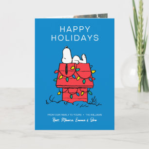 Peanuts   Snoopy's Dog House With Lights Holiday Card