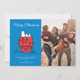 Peanuts   Snoopy's Dog House With Lights Holiday Card