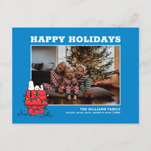 Peanuts   Snoopy's Dog House With Lights Holiday Postcard