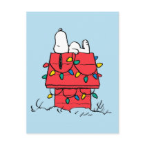 Peanuts | Snoopy's Dog House With Lights Holiday Postcard