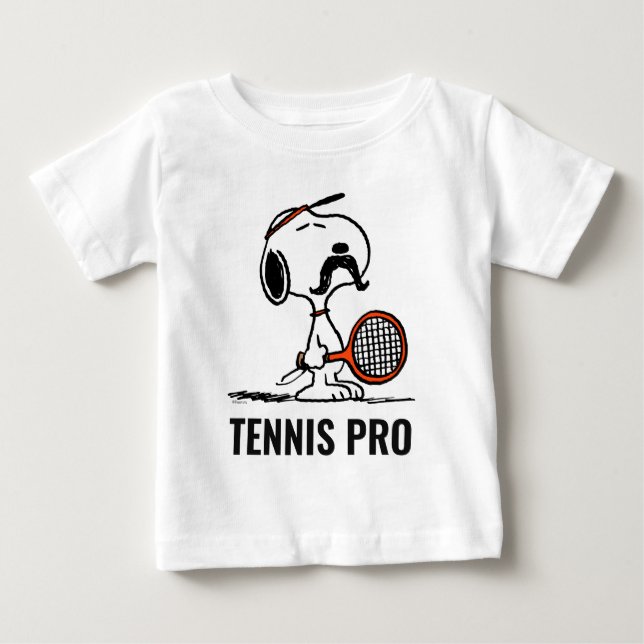 Peanuts | Snoopy's Mustache Playing Tennis Baby T-Shirt (Front)
