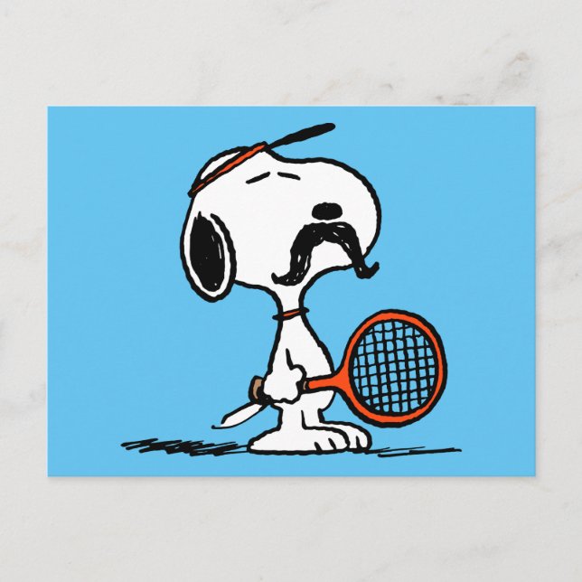 Peanuts | Snoopy's Mustache Playing Tennis Postcard (Front)