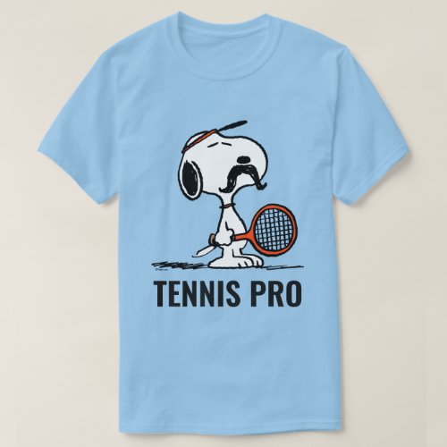 Peanuts  Snoopys Mustache Playing Tennis T_Shirt