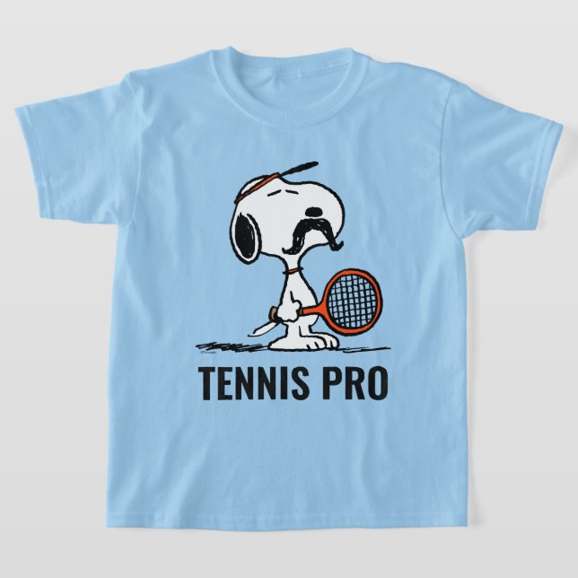 Peanuts | Snoopy's Mustache Playing Tennis T-Shirt (Laydown)