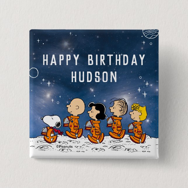 Peanuts | Space Birthday Button (Front)