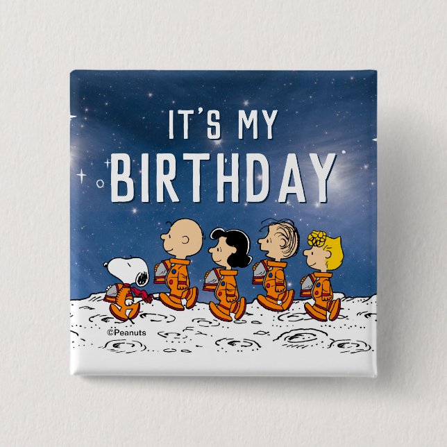 Peanuts | Space Birthday Button (Front)