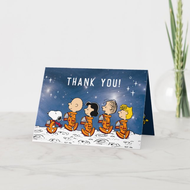 Peanuts | Space Birthday Letterpress Thank You Card (Front)