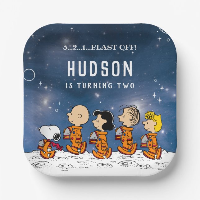 Peanuts | Space Birthday Paper Plates (Front)