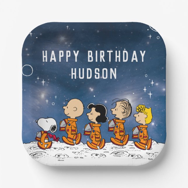 Peanuts | Space Birthday Paper Plates (Front)