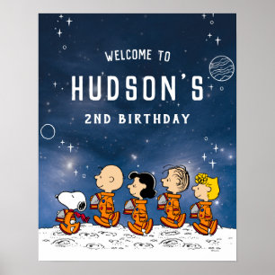 Peanuts Space Birthday Poster
