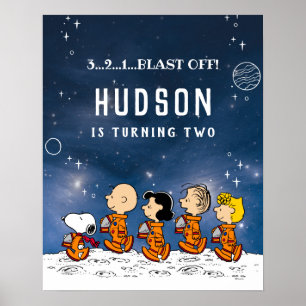 Peanuts Space Birthday Poster