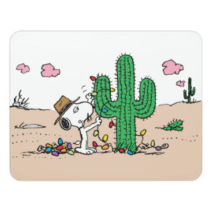 Peanuts Spike Decorates for Christmas Door Sign