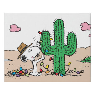 Peanuts Spike Decorates for Christmas Faux Canvas Print