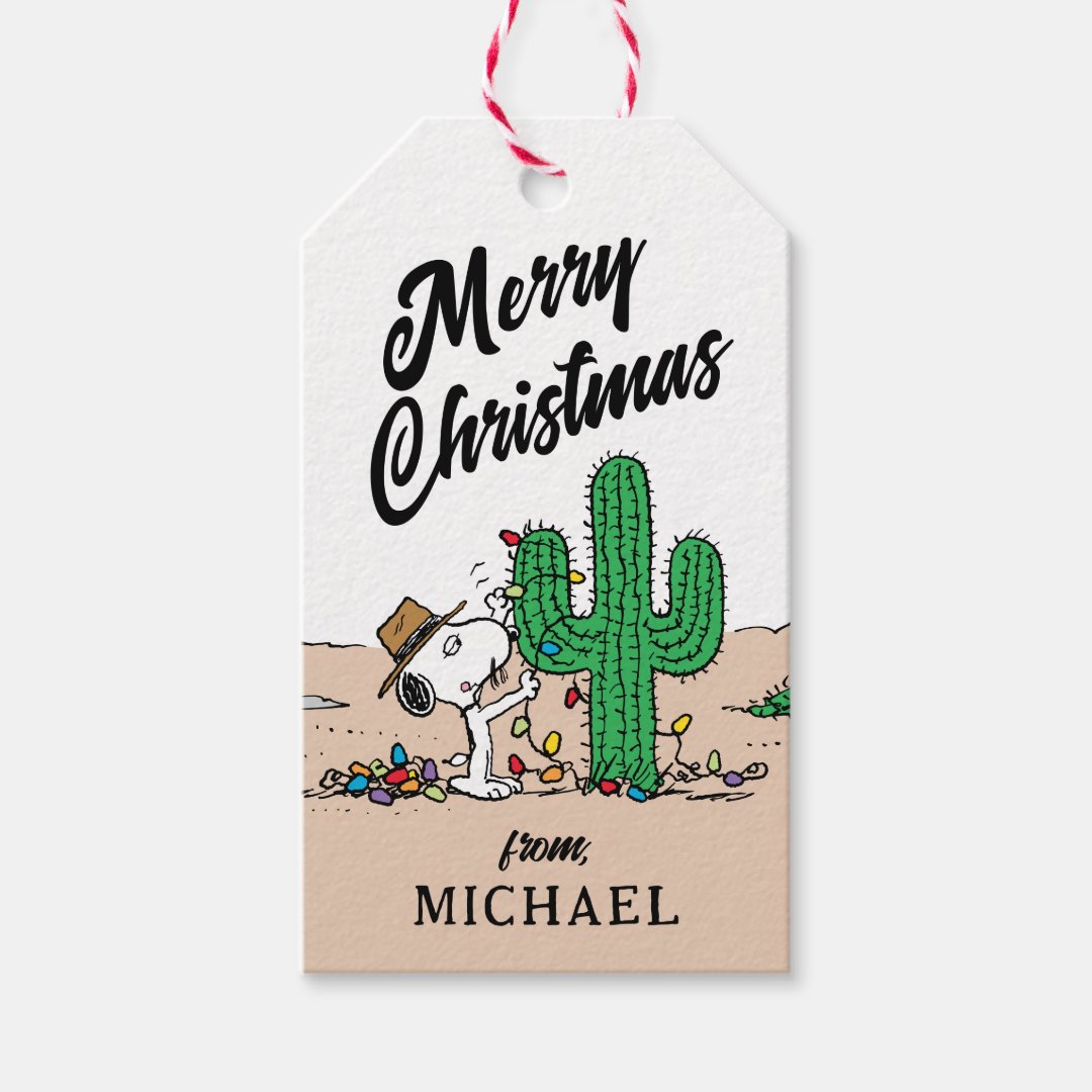 Peanuts | Spike Decorates for Christmas Gift Tags