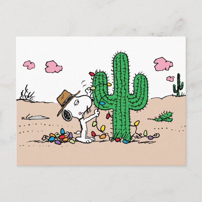Peanuts | Spike Decorates for Christmas Holiday Postcard (Front)