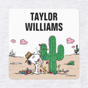 Peanuts Spike Decorates for Christmas Kids' Labels