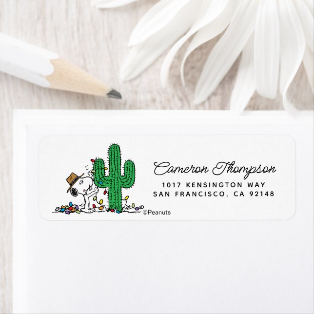 Peanuts | Spike Decorates for Christmas Label (Insitu)