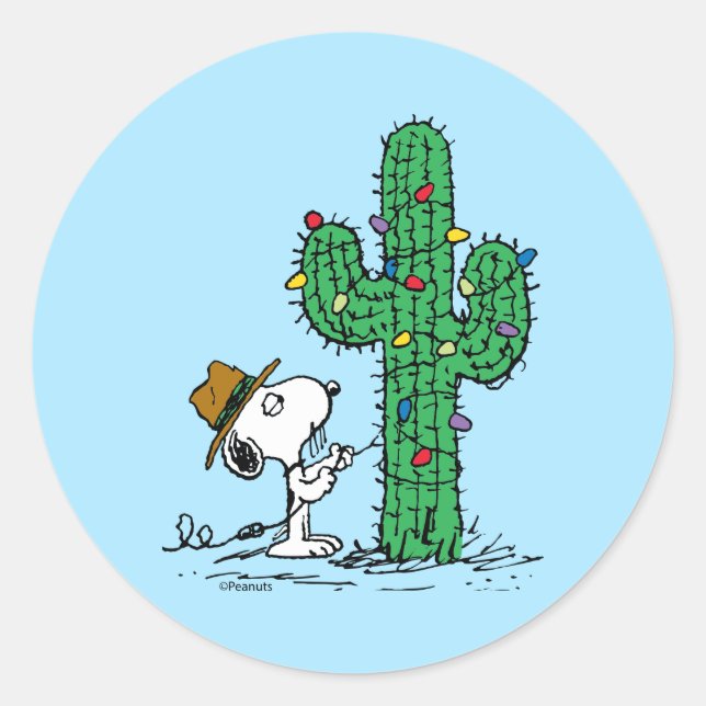 Peanuts | Spike's Holiday Cactus Classic Round Sticker (Front)