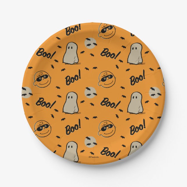 Peanuts | Spooky Crew Halloween Pattern Paper Plates (Front)