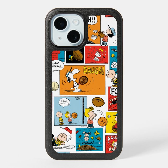 Peanuts Sports Pattern iPhone 15 Case (Back)