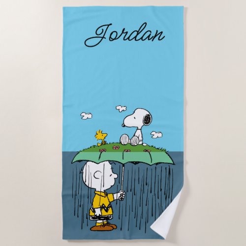 Peanuts  Sunny Day Rainy Day Half  Half Beach Towel