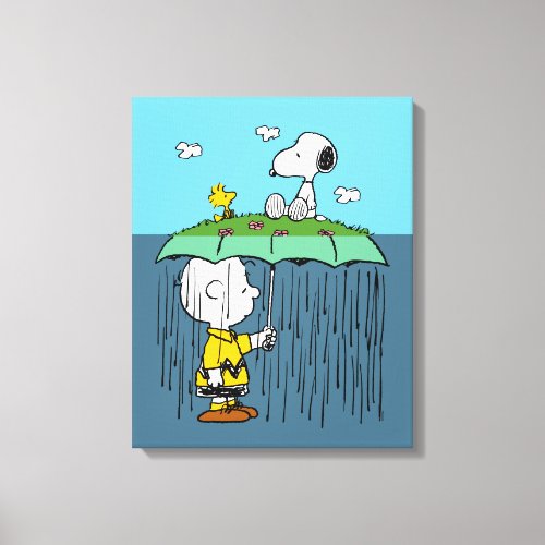 Peanuts  Sunny Day Rainy Day Half  Half Canvas Print