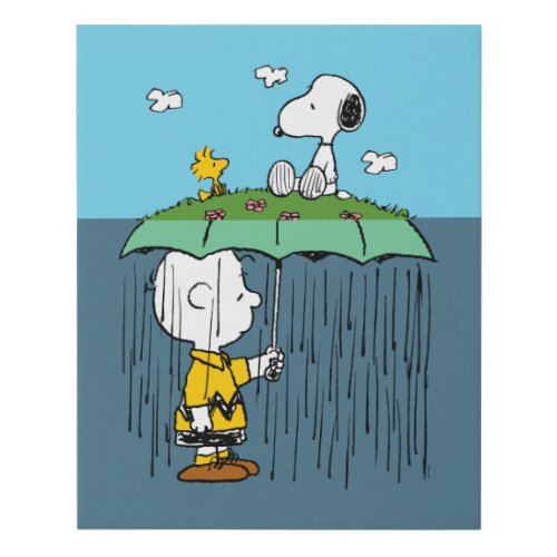 Peanuts  Sunny Day Rainy Day Half  Half Faux Canvas Print