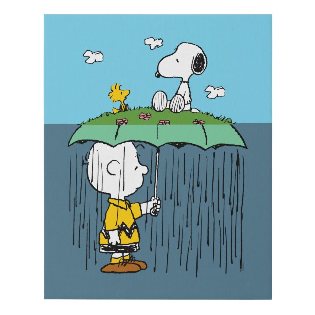 Peanuts | Sunny Day Rainy Day Half & Half Faux Canvas Print (Front)