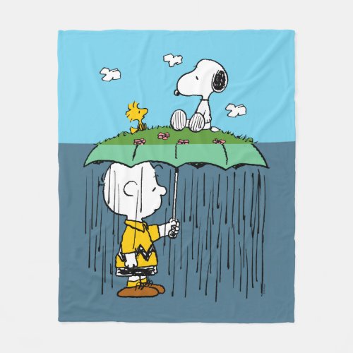 Peanuts  Sunny Day Rainy Day Half  Half Fleece Blanket