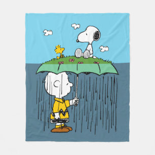 Peanuts   Sunny Day Rainy Day Half & Half Fleece Blanket