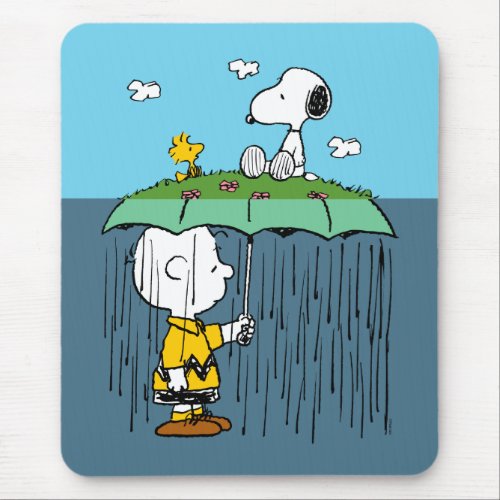 Peanuts  Sunny Day Rainy Day Half  Half Mouse Pad