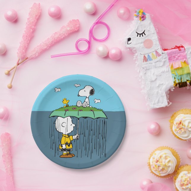 Peanuts | Sunny Day Rainy Day Half & Half Paper Plates (Party)