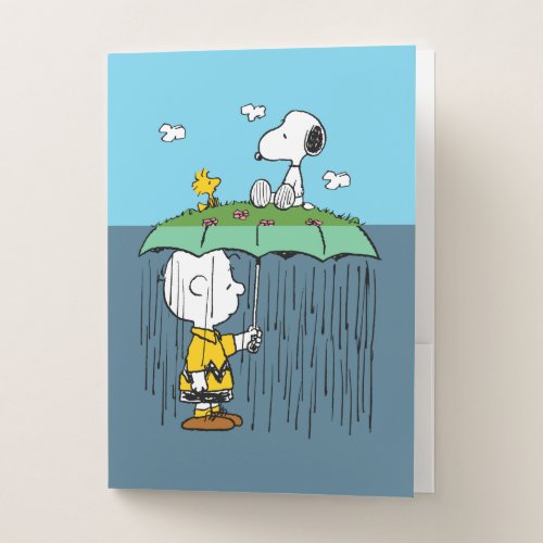 Peanuts  Sunny Day Rainy Day Half  Half Pocket Folder