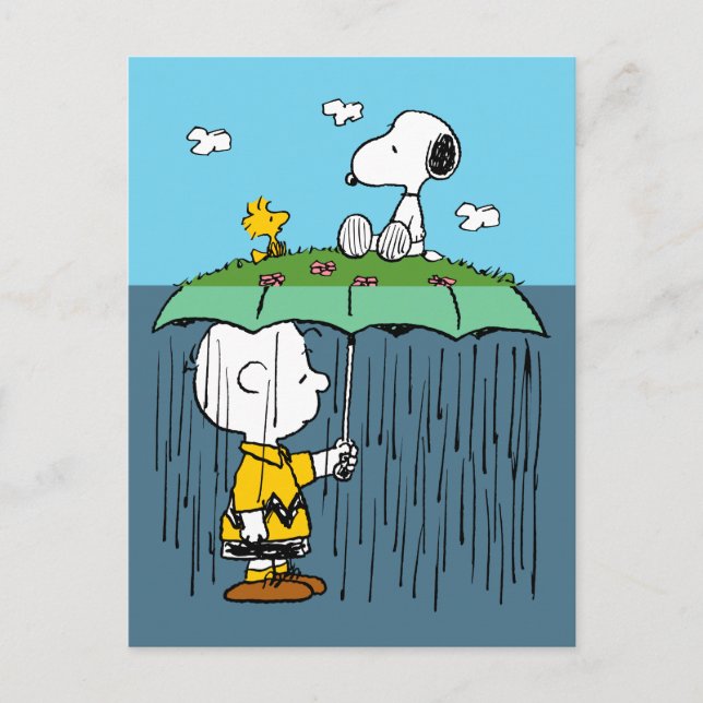 Peanuts | Sunny Day Rainy Day Half & Half Postcard (Front)