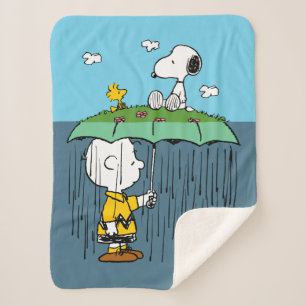 Peanuts   Sunny Day Rainy Day Half & Half Sherpa Blanket