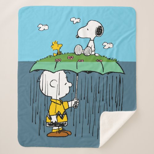 Peanuts  Sunny Day Rainy Day Half  Half Sherpa Blanket