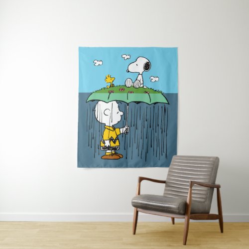 Peanuts  Sunny Day Rainy Day Half  Half Tapestry