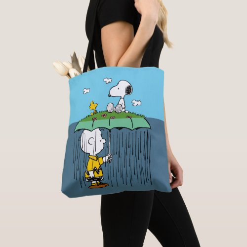 Peanuts  Sunny Day Rainy Day Half  Half Tote Bag