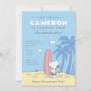 Peanuts Surf's Up Snoopy Summer 2nd Birthday Invitation