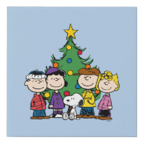 Peanuts | The Gang Around the Christmas Tree Faux Canvas Print
