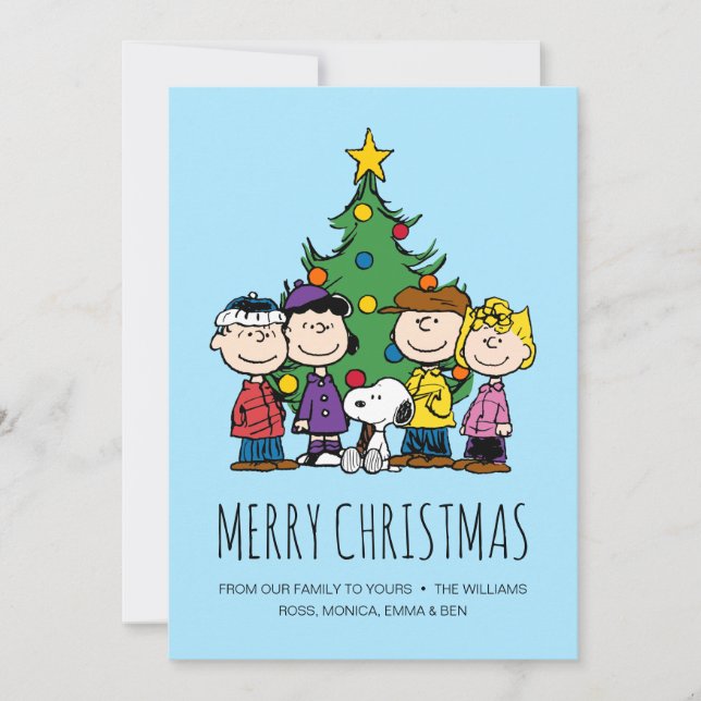 Peanuts | The Gang Around the Christmas Tree Holiday Card (Front)