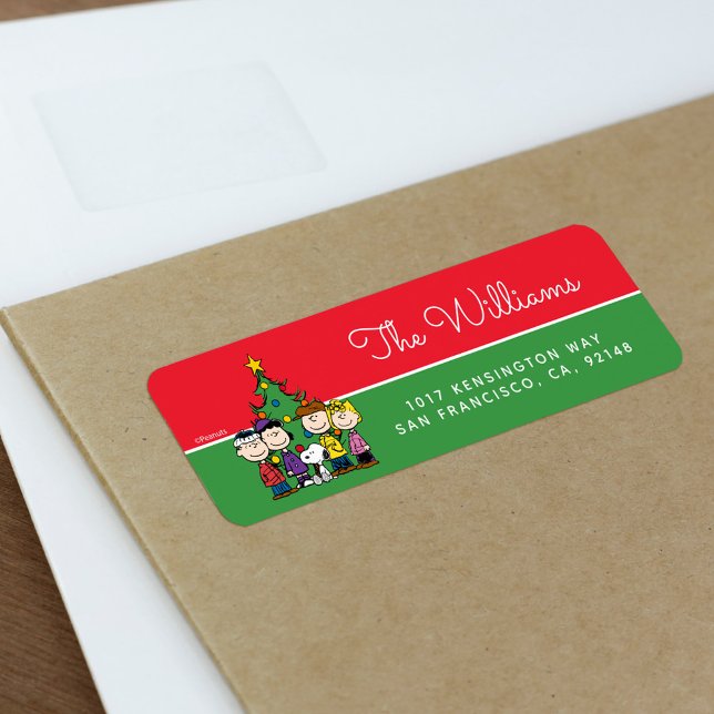 Peanuts | The Gang Around the Christmas Tree Label (Label on envelope)