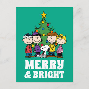 Peanuts   The Gang Around the Christmas Tree Postcard