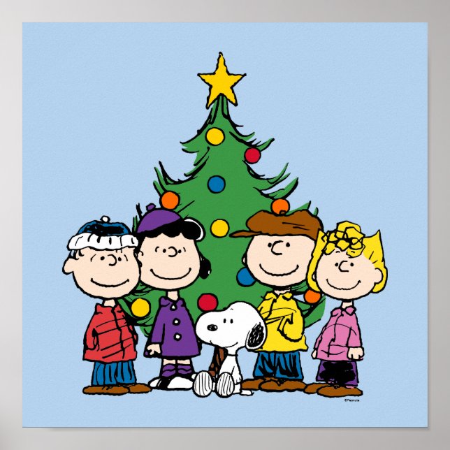 Peanuts | The Gang Around the Christmas Tree Poster (Front)